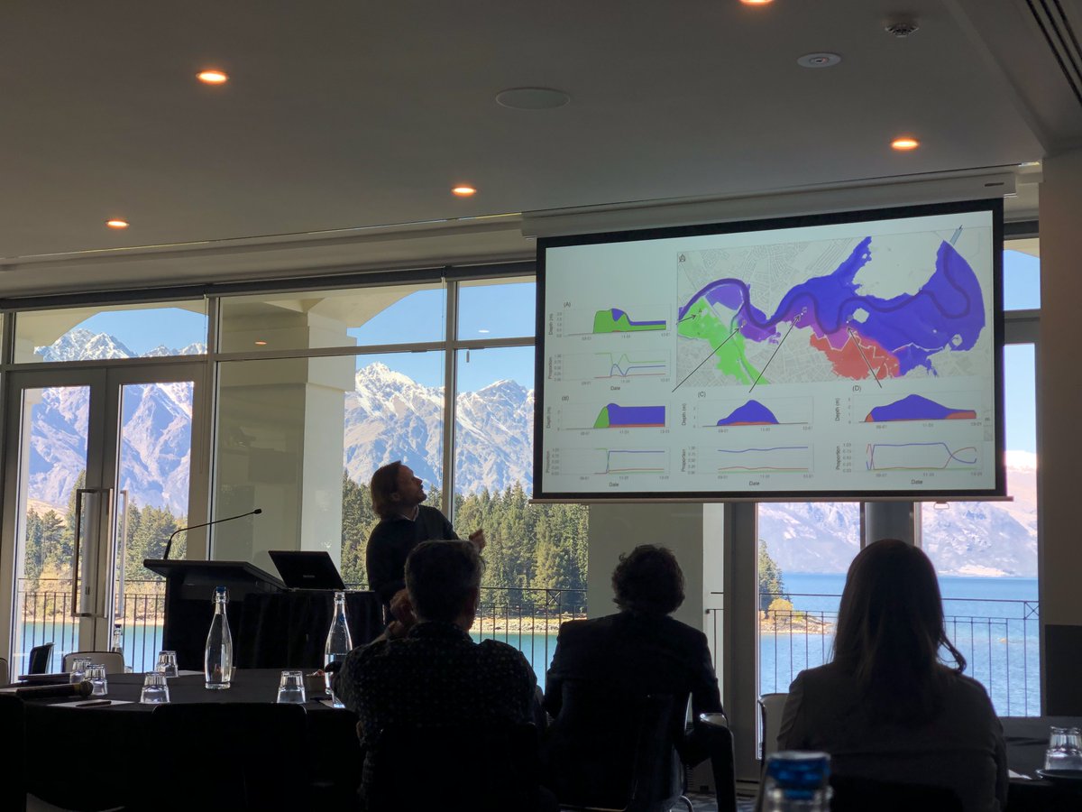 BoiseStateGeos's tweet photo. Engaging your audience with compelling visuals is critical in communicating your science! Extra challenge as a presenter at Queenstown’s #GeoComp2019 is to outcompete the view in the back... https://t.co/04F1p9TVPb