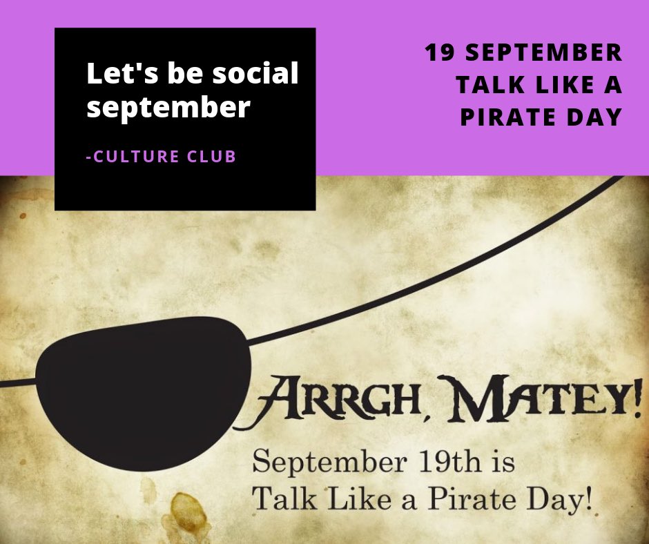 Ahoy there, shipmates! it's #TalkLikeAPirateDay ⚓️ ☠️ Shiver me timbers, Ye might be wantin' t'brush up on yer pirate speak🦜 So, all hands on deck, batten down yer hatches, hoist the mainsail and run up the jolly roger. Aaargh.🏴‍☠️ #TalkLikeAPirateDay? ☠️🦜🏴‍☠️⚓️