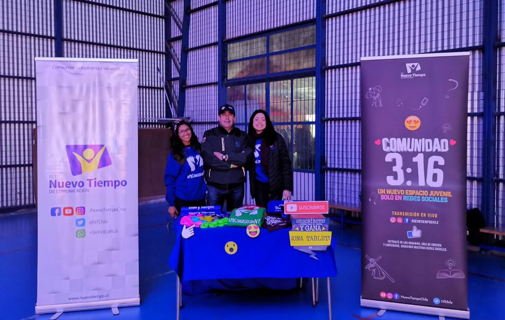 ntchile's tweet photo. #NuevoTiempo ya está presente en los congresos de jóvenes de la @iasdchile y te trae la posibilidad de ganar una tablet Samsung Galaxi suscribiéndote a nuestro canal de #YouTube #NuevoTiempoChile.
También postea tu foto con el hashtag #MicongresoconNT y el campo al que perteneces https://t.co/3jPFU22F9J