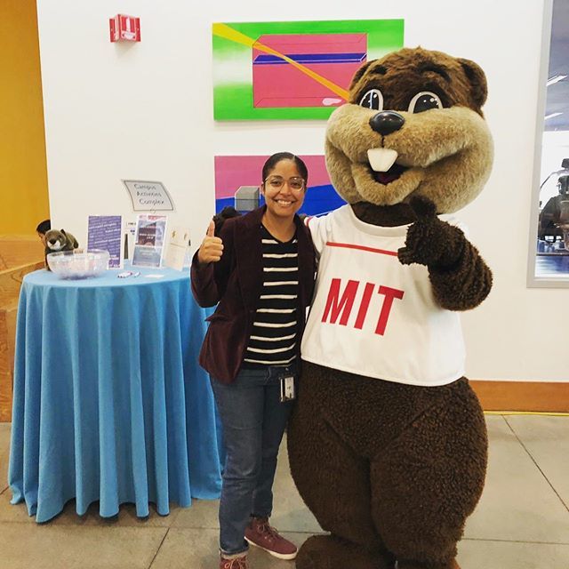 idmMIT's tweet photo. The time that #mitidm Events and Administrative Assistant, Grace Agosto, met Tim the Beaver (MIT’s mascot)! #dreamcometrue #timthebeaver #mascot #schoolspirit #campusfun #aroundmit #thisismit #mit #miteventsexpo https://t.co/KTiFA8mAyy https://t.co/Bn0M51XqPI