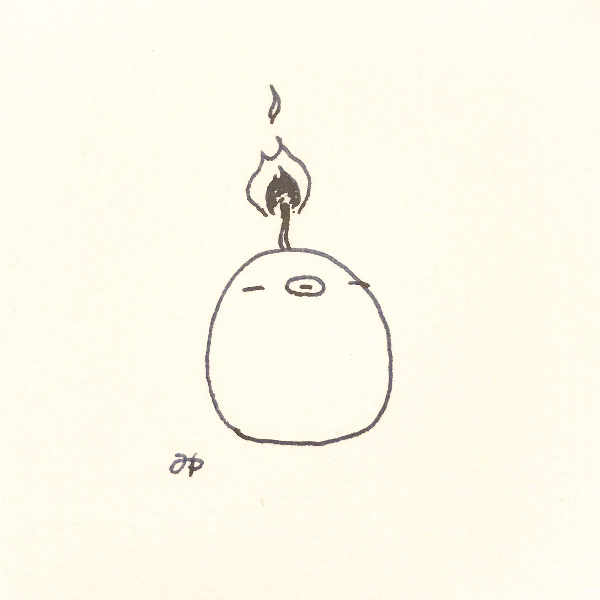 Suzumeno Co ろうそくぼたもち ばくだんにもみえてきた ぼたもち イラスト ゆるイラスト まったり のほほん オリジナルイラスト オリジナルキャラクター ろうそく 蝋燭 キャンドル Illustration Artwork Drawing Candle Lamy T Co