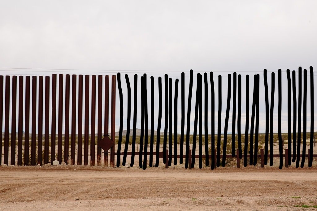 puristology's tweet photo. @Acosta @Roxy4080 Hey everybody, Trump completed some of his border wall. #SharpieWall https://t.co/4tnzxai1J3