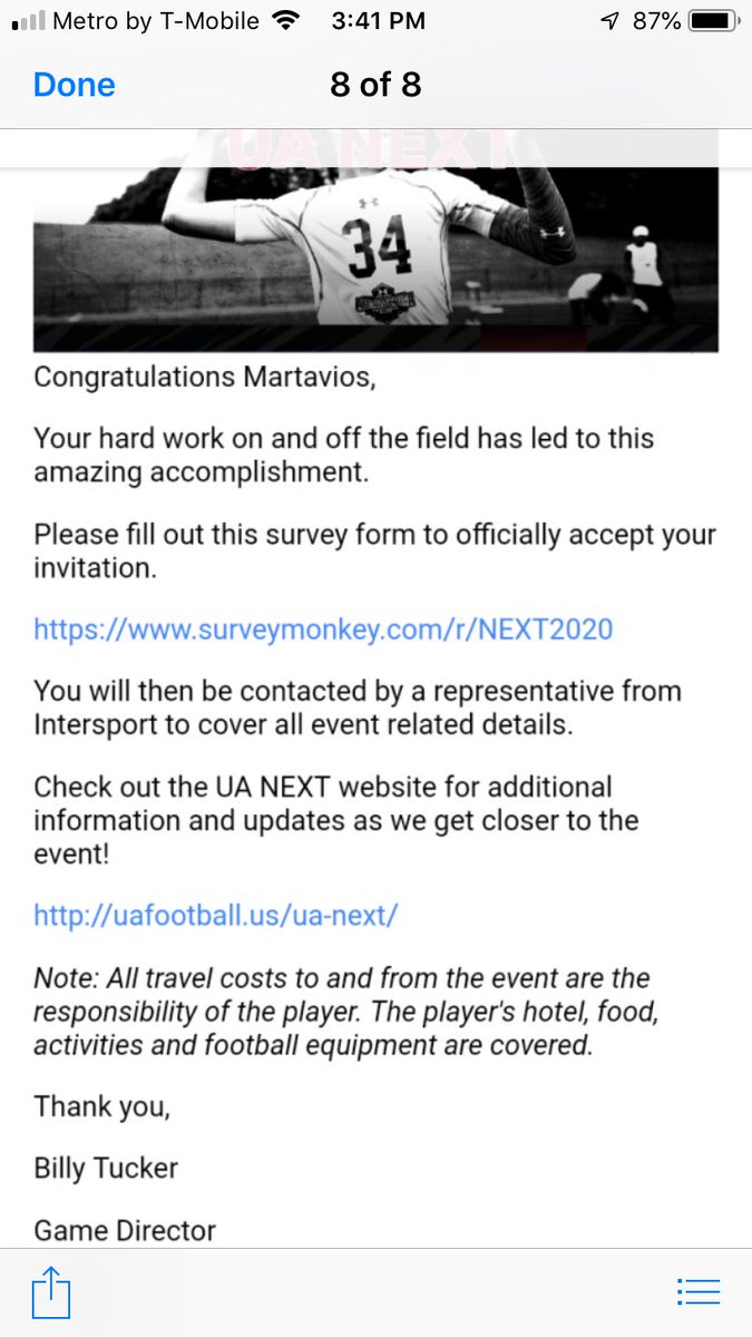 Martavious122's tweet photo. I won’t take this time to say how bless I am to get an official invite to play in the UA NEXT GAME
#Godplan #Hardworkdopayoff #blessed 🙌💪💯
@AlabamaFTBL @ClemsonFB @UGAAthletics @GeorgiaTechFB @HokiesFB https://t.co/kLrqzDoNjB