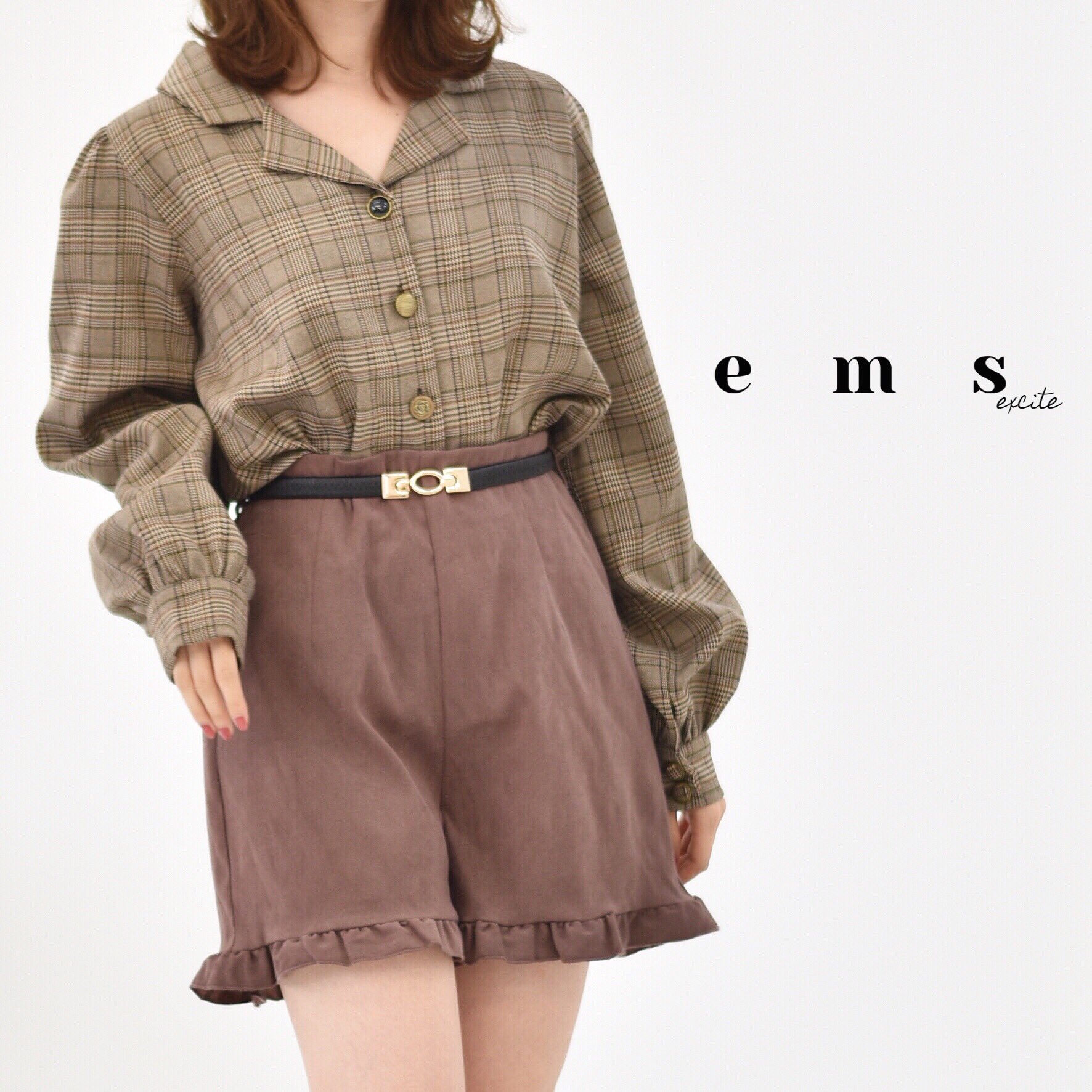 Ems Excite エムズエキサイト Twitterren 秋色コーデ フリルショーパンが 脚をほっそり見せてくれます Ef9s0223c003 色々釦長袖シャツ 2900 Tax Efc001 柄ｱｿｰﾄﾌﾘﾙショートパンツ 2300 Tax Emsexcite エムズエキサイト Ems エムズ 着痩せ T Co