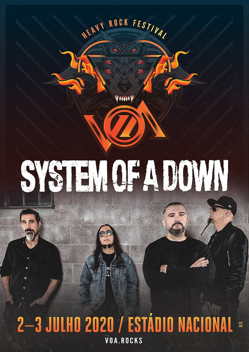 antena3rtp's tweet photo. Constou-nos que estava muita gente à espera do anúncio da vinda dos @systemofadown a Portugal em 2020…

Ora tomem lá a primeira confirmação do @VOAHeavyRock, então. https://t.co/7brBKeK9Qp