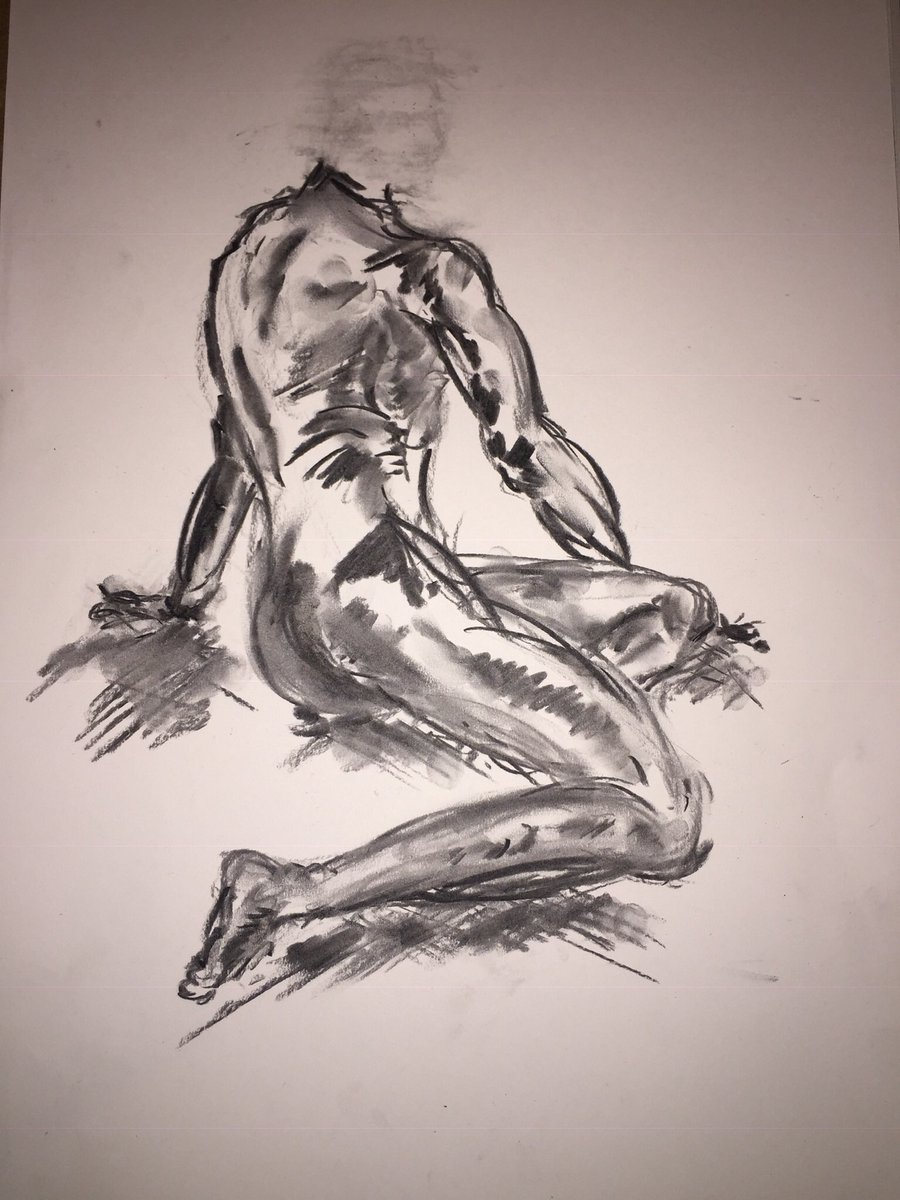 kgossart's tweet photo. It’s been a while! Charcoal on paper #lifedrawing #Charcoal #sketch #livemodel https://t.co/T8KkFWVAZn