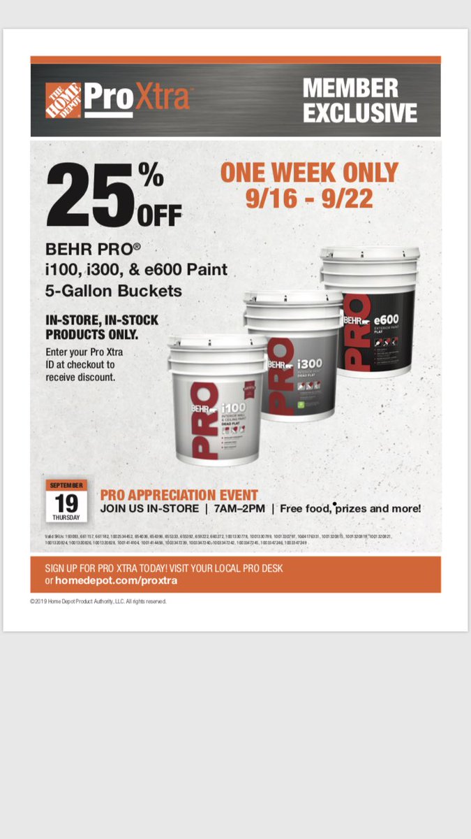 Join us tomorrow at store 2501 for our Pro Appreciation Event! Take advantage of all the great deals including Behr paint. Also let our knowledgeable desk staff save you time and money. Let us grow your business! <a href="/M_Carter_SM/">Marquis Carter</a> <a href="/ajones7652/">Annie Jones FDC 5830</a> @kerre81275 @Shane_O_HD2501 <a href="/trinacurtin/">Trina Curtin FDC 5830</a>