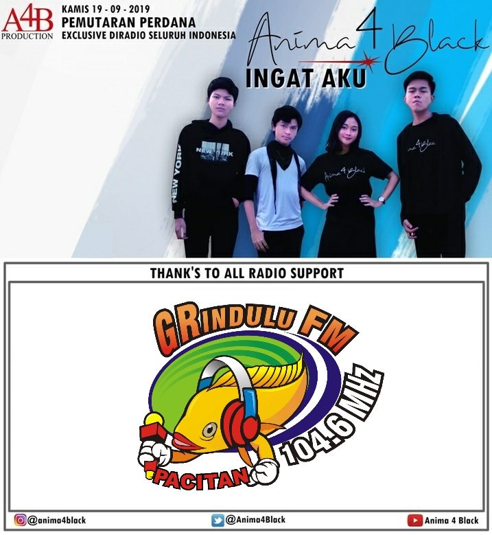 RadioGrindulufm's tweet photo. #NEWRELEASE #FRESHSINGLE #PEMUTARANPERDANA #JATIMSQUAD 

🎼 @Anima4Black - INGAT AKU 
Label : A4B Production cc @DennyPromotion

Jangan lupa request dan dengarkan selalu lagunya di radio kesayangan Sobat 

#MD @DewiqAriyani https://t.co/OaOGxnM86u