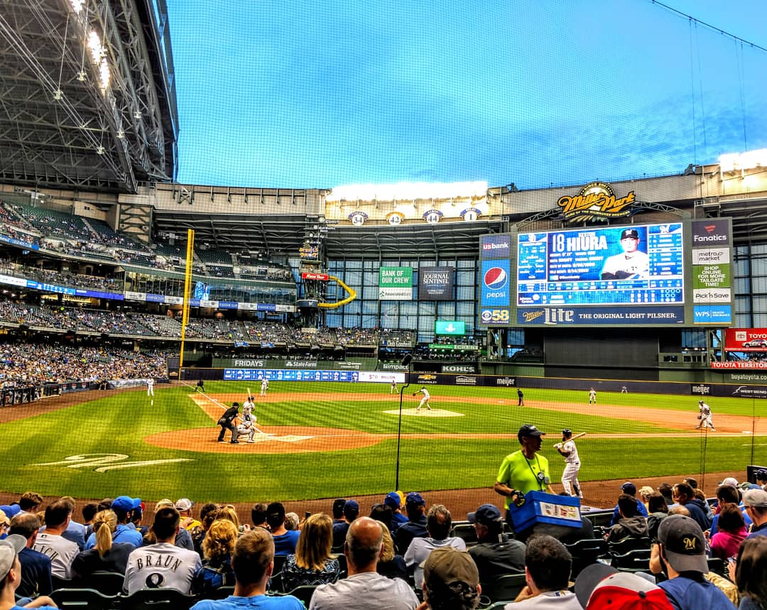 erikk292mke's tweet photo. Beautiful night to cheer on the @brewers especially @kestdaddy, &amp; thanks again #witicketconcierge 4 the wonderful seats.  Always enjoy seeing so many of my fav #Milwaukeeans supporting the #Brewers. #ThisIsMyCrew #GoBrewCrew #gobrewers #kestonhiura #RepresentationMatters https://t.co/XU3LZ5yBh0