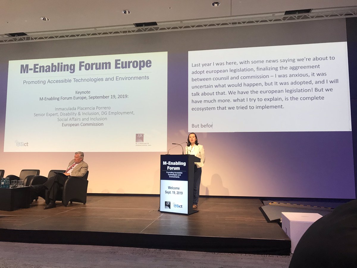 SusannaLaurin's tweet image. Legend and good friend Ima Placencia Porrero presents on the eco system of #digital #a11y #menablingeurope