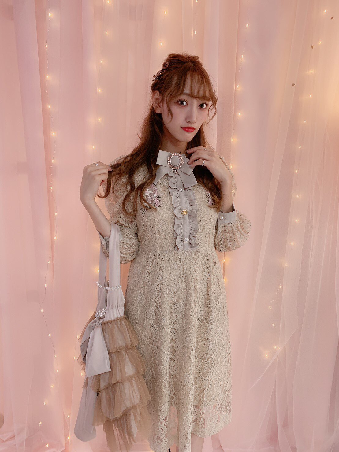 swankiss サマーレースワンピース ライトブルー まっくろく
