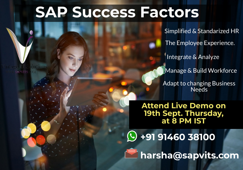 PrachiSAP's tweet photo. Its time to make your Career by learning SAP Success Factors.
Live online session on Thursday, 19th Sept. at 8 PM IST. Register Now: https://t.co/vFrBHxAus1
#sapsuccessfactors #sapvits #saponlinetraining #hcm #demo #career #onlinetraining #sap https://t.co/UqSEjIdLhM