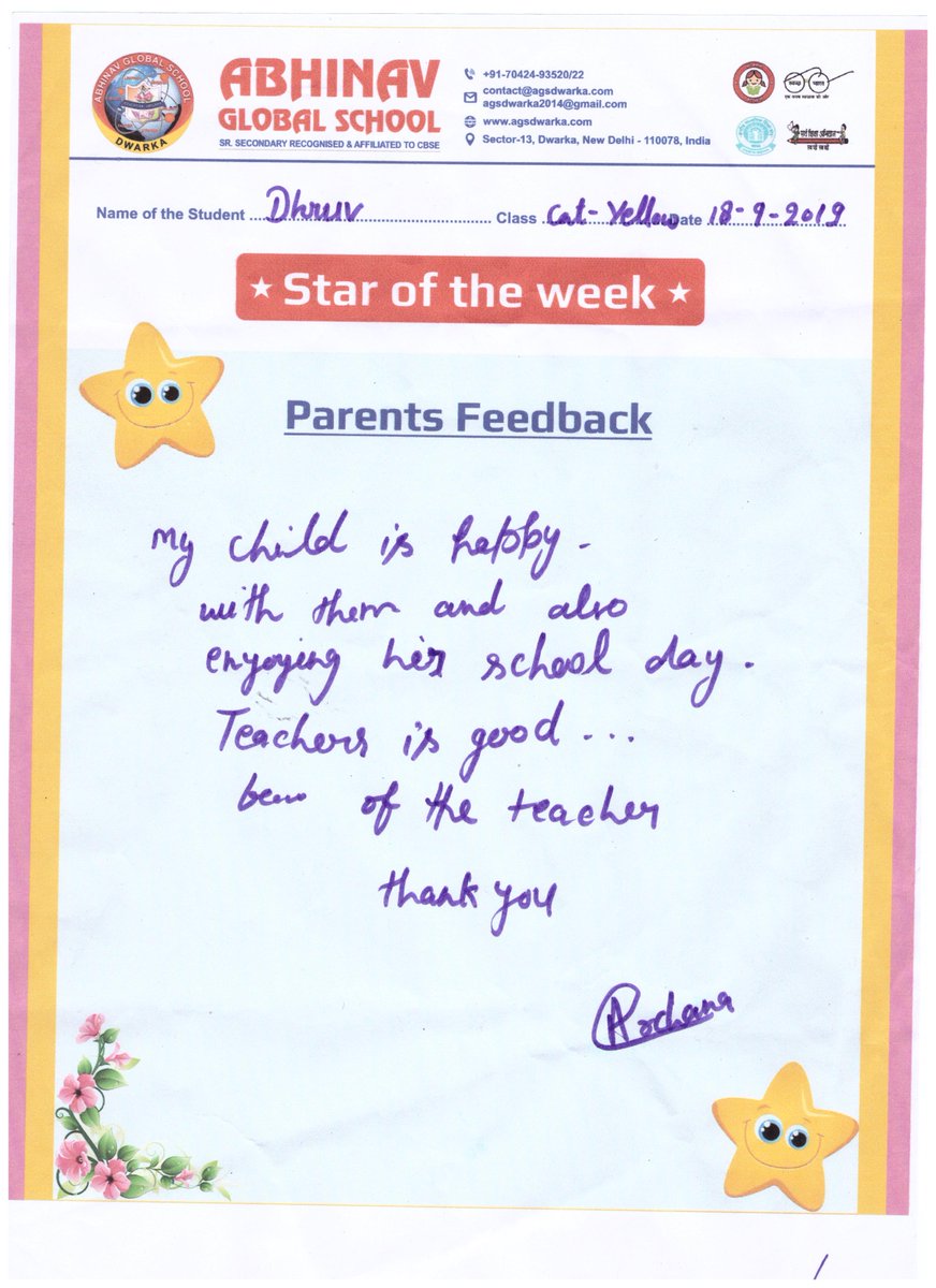 Abhinav Global On Twitter Feedback By The Parents Ags Images, Photos, Reviews