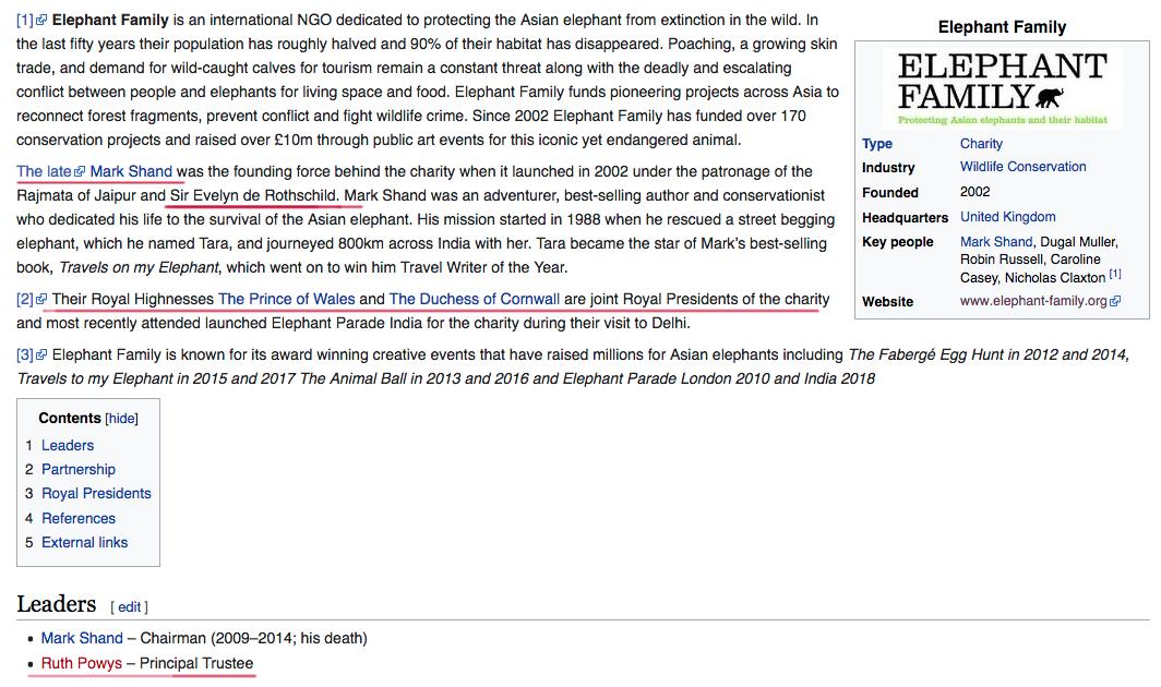  Again, lets think back to what the blind said."the witness was killed and the culprit got a [huge payoff] and ..">*HUGE PAYOFF*-She became sole trustee of the elephant-family charity. (Rothschild!)-Married a banker.