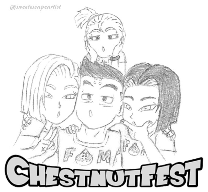 TobiZenko's tweet photo. Day 7 - Free Space (Chestnut FAM!)

A day late again and I wish I hadn't gotten sick so it could look better. And I was going to draw a bunch of family photos but maybe next time

#chestnutfest #krillin #android18 #marron #android17 #chestnutfest2019 #ChestnutFAM https://t.co/3602PHmApN