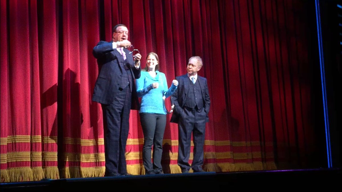 HelloImCarter's tweet photo. .@KimDiPiano got called on stage and met @pennjillette &amp; @MrTeller for their opening trick tonight!!

#HugsForTeller &amp; #HugsForPenn. #PennAndTeller https://t.co/dTbjcnimux
