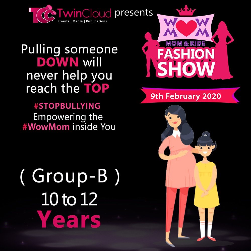 twincloudC's tweet photo. Stop bullying! Empower the wow #mom inside you. Twin cloud creations invites you all to the wow mom mom and kids #fashion show. Come join us for this spectacular show.
For more info visit us @ https://t.co/tATaSM5FB3
Or mail us @ info@twincloudcreations.com 
#twincloud #creations https://t.co/gLL0OpVITL