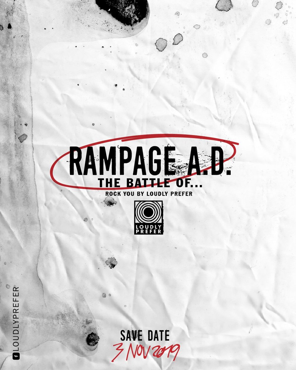 headbangkok's tweet photo. [ PR News from Loudly Prefer ]

Rampage = โมโห บ้าคลั่ง
A.D. = ศักราช เทียบเคียงคือยุคสมัย
Rampage A.D. = งานรวมคนบ้าคลั่งทางดนตรีแห่งยุคสมัย ท้าทายให้คุณมาค้นหาความหมาย เจอกันได้เร็ว ๆ นี้ stay tuned \m/

#RampageAD2019 #LoudlyPrefer https://t.co/P4qu0T97Z1