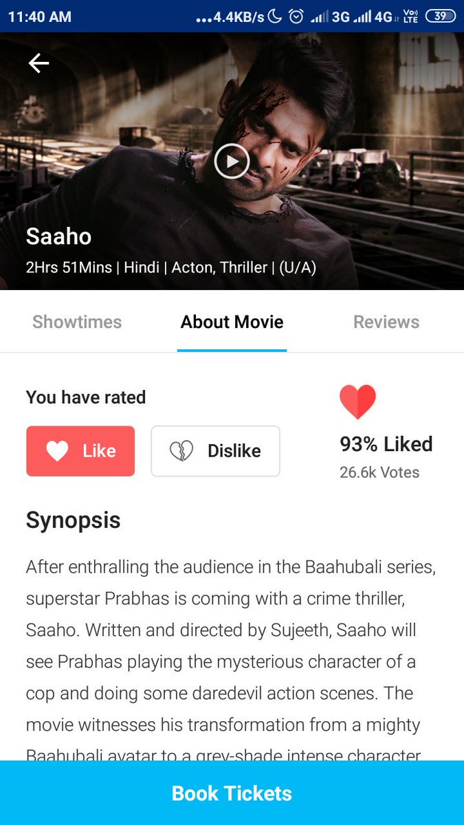 MBFC_North's tweet photo. #Saaho #Prabhas โค๏ธ
93% Liked (26.6k Votes) at #Paytm ๐ฅ
.
#SaahoStorm #saahoreview #saahoincinemas #SyeRaaTrailer https://t.co/QsPHLulxx6