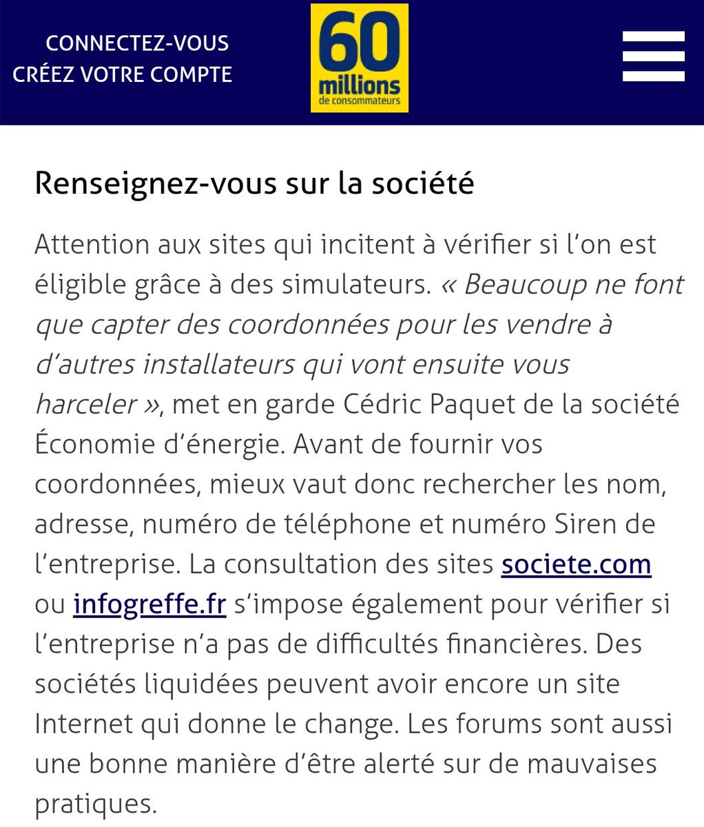 On en parle aussi  @lemondefr  @decodeurs de votre pub qui pour 1€ SANS tranche de revenu isole votre maison... puis propose un formulaire d'éligibilité... car NON c'est pas sans "tranches".Non... on en parle pas car  @60millions l'a déjà fait.