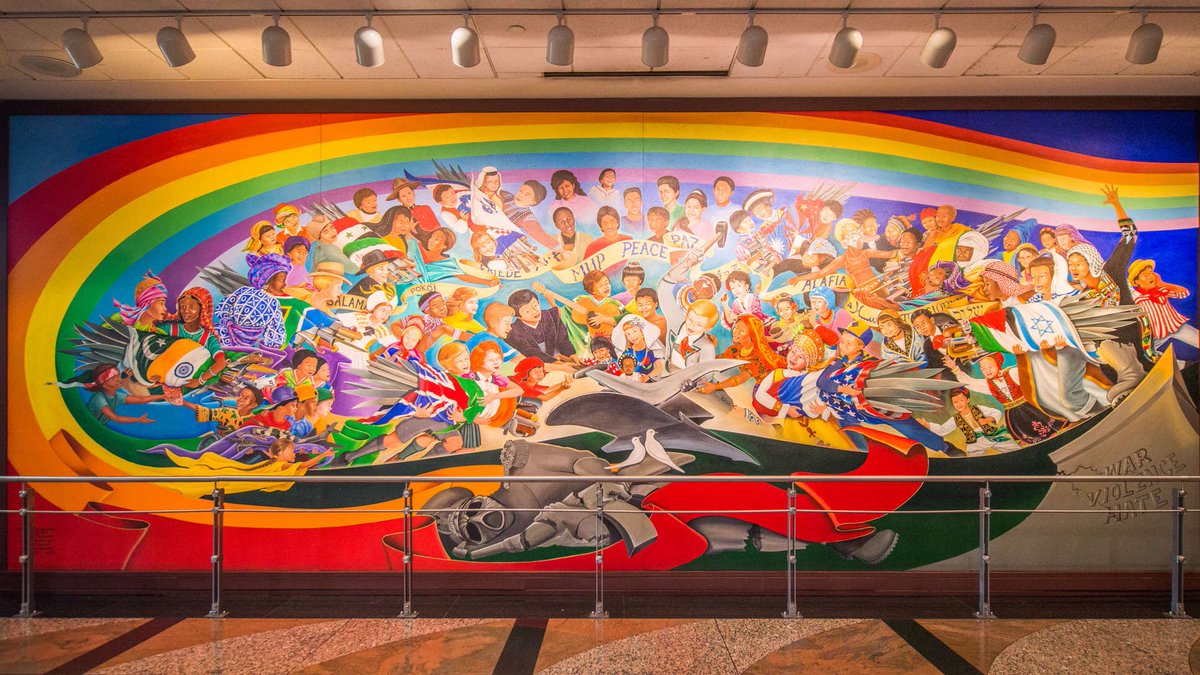 But the mural I find most odd is one that seems to depict the whole world coming together after a future holocaust, kind of like a creepy prophecy.