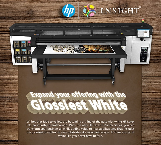 Expand Your Offering with the Glossiest White with the new #HP #Latex #RPrinter #RSeries, #Rigidprinting, #flexibleprinting, #Latextechnology, #glossiestwhite, #Latexinks, #retail, #outdoorsignage, #windowgraphics, #R1000, #R2000, #R2000Plus.