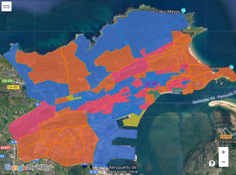 datoscantabria's tweet photo. LLegan de nuevo #elecciones, vamos a ver como votaron los santanderinos en abril. Mapa de partido ganador y mapa de partido en segunda posición. @CsCantabria ganó en una sección, en las demás se turnaron @ppcantabria y @PSOECantabria . @2Asantamaria https://t.co/xNl5hfn25X