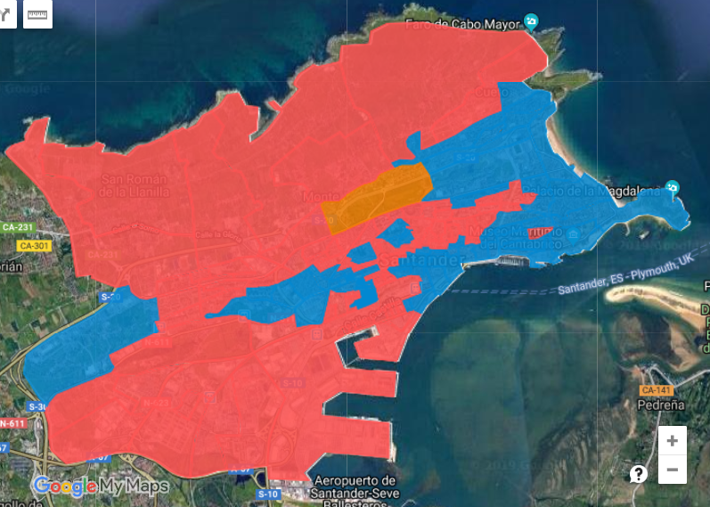 datoscantabria's tweet photo. LLegan de nuevo #elecciones, vamos a ver como votaron los santanderinos en abril. Mapa de partido ganador y mapa de partido en segunda posición. @CsCantabria ganó en una sección, en las demás se turnaron @ppcantabria y @PSOECantabria . @2Asantamaria https://t.co/xNl5hfn25X