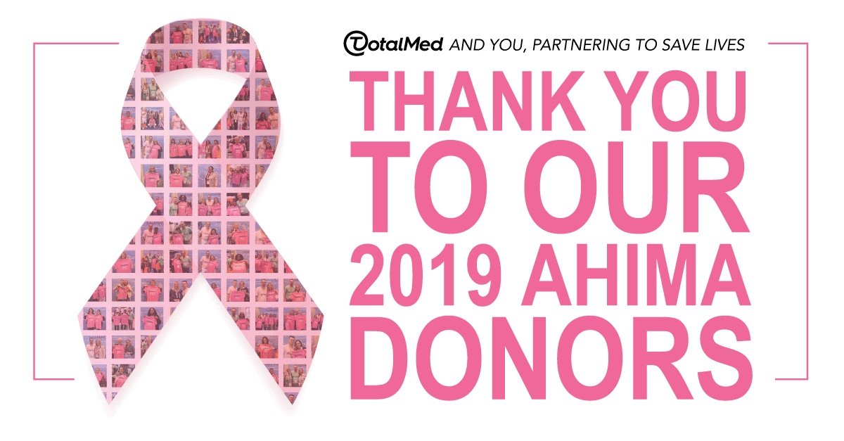TotalMedStaff's tweet photo. Thank you again to everyone who donated to the @NBCF with us this year! To honor all our #AHIMA19 Superheroes, we’ve created this ribbon of support. Together, we raised over $1,000! #breastcancerawareness https://t.co/NUx7KldEpv