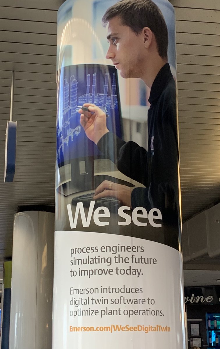 KirkDBorne's tweet photo. Hey @Emerson_News
*We See Emerson* ads all over Chicago O’Hare Airport! Cool stuff. Love it. Especially #DigitalTwins = https://t.co/EH7F9rUvDf
...just had a discussion of that today at the @ENERGY #InnovationXLab #AI Summit!
————
#MachineLearning #IoT #IIoT #Industry40 #AIXLab https://t.co/hUZ9tCZl7K