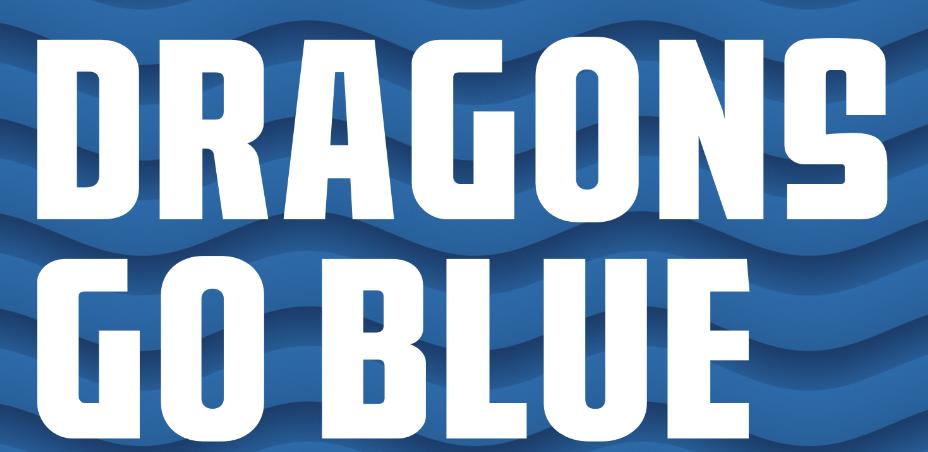 Don't forget that next Monday, October 7 is #DragonsGoBlue Day. October is National Bullying Prevention Awareness Month and we want the community to wear blue on Monday! #DragonStrong💚