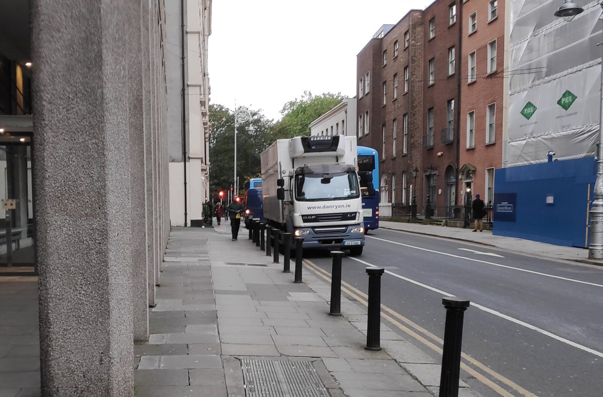 neilpeirce's tweet photo. @DCCTraffic This cycle lane on Kildare Street is regularly blocked by delivery trucks. Any chance of getting some orcas/wands to protect it? https://t.co/7eKiq65kwn
