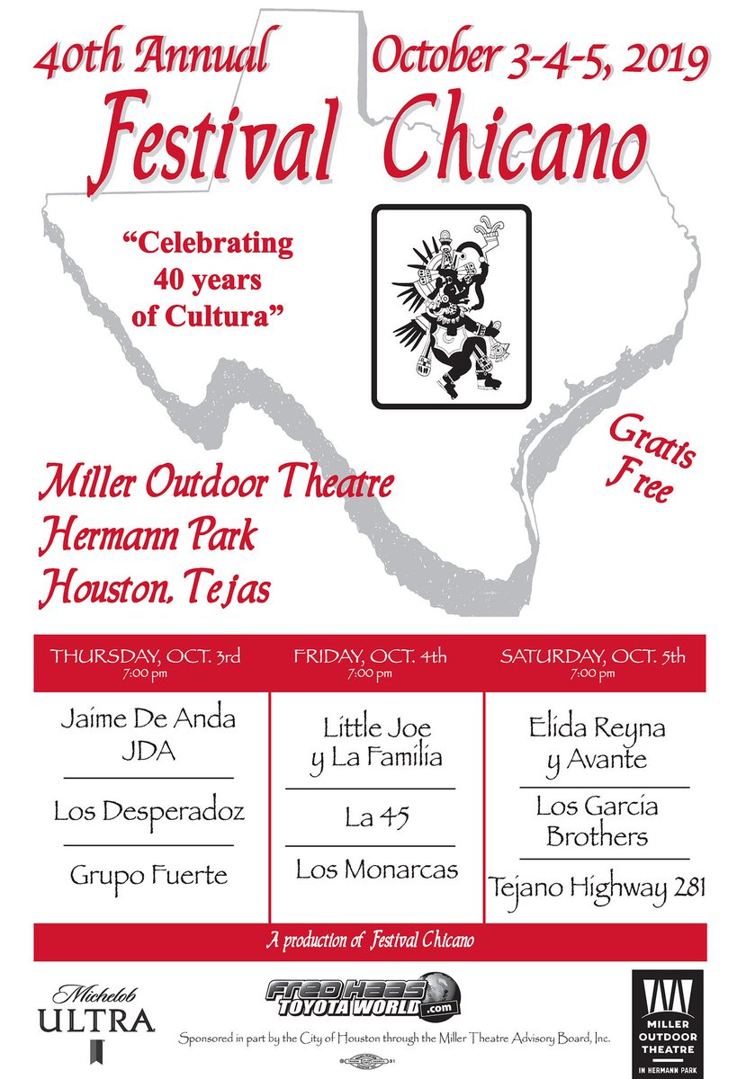 We will be open today <a href="/MillerOutdoor/">Michael Miller</a>  from 6-10pm for <a href="/FestivalChicano/">FestivalChicano</a> in hermann park