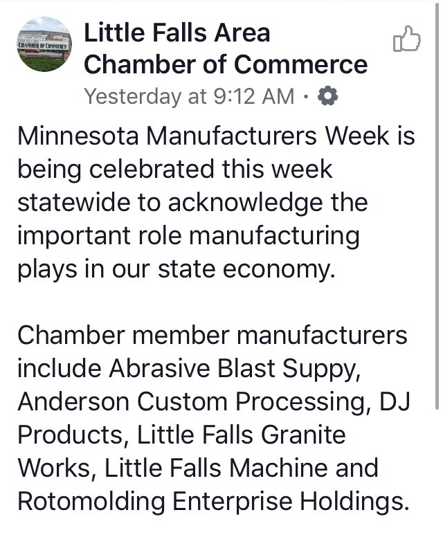 cdcmorrisonmn's tweet image. Yes! We thank you for doing business in #MorrisonCounty!
facebook.com/40144378671869… #LFChamber #MNManufacturingWeek #mnmweek2019 #manufacturingweek