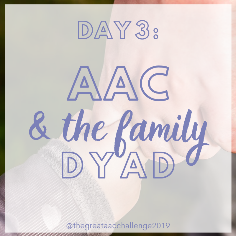 AACiswhereitsAT's tweet photo. #thegreataacchallenge2019 #day3
Research is showing that the family’s involvement in assessment and implementation of AAC is critical to success of AAC systems! How do you make AAC a family affair?
#AACpeeps #AACiswhereitsAT #SLPblogger #slpeeps #slplife #AACSLP #ASHAigers https://t.co/eN3G81SrLx