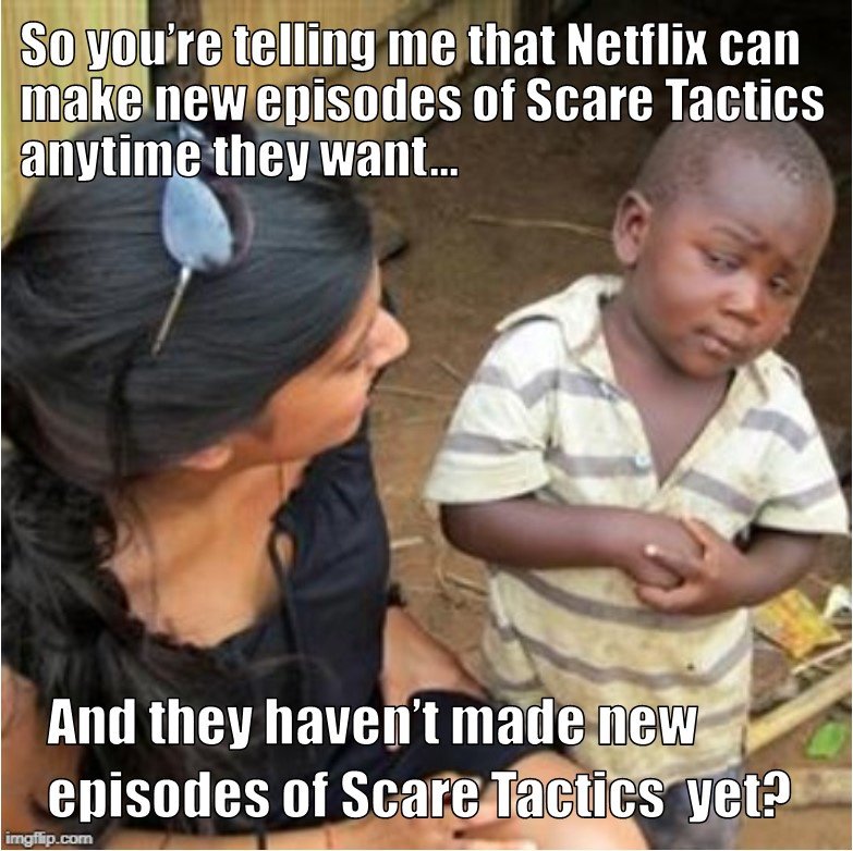 scaretacticstv's tweet photo. What you talkin' 'bout @netflix? @mtv2 #mtv2  #horror  #tracymorgan   #halloween  #scaretacticsandthrill   #uncensored  #holyshit  #comedy  #hiddencamera https://t.co/Z0vMadTYk0
