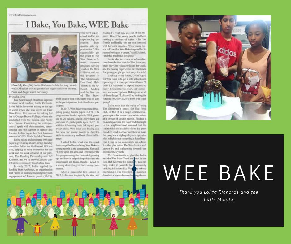 StorefrontKGO's tweet photo. Lolita Richards has used her passion for baking and community-building leading the Wee Bake program at The Storefront's Eco-Hub Kitchen each summer since 2017, providing high quality, tasty, arts experiences to youth free of cost. https://t.co/btU2rYU0sq #BluffsMonitor #ScarbTO https://t.co/8QcARZYhmj