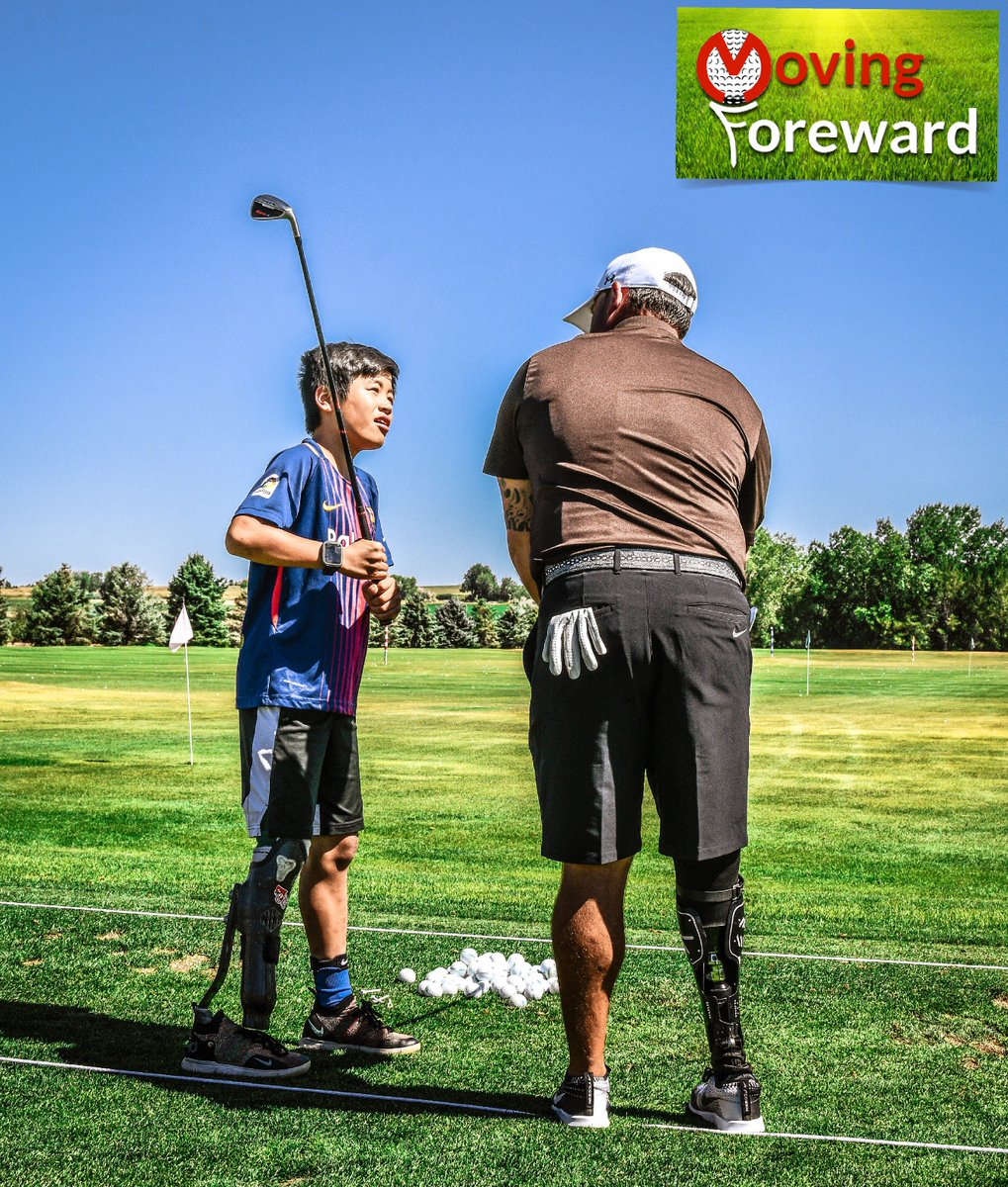 Moving_Foreward's tweet photo. Jack, age 11, is an above-the-knee amputee. Adam used Jack’s knowledge of baseball to work on his new golf swing. At the end of the day, Adam asked him if he likes golf. “It’s OK,” said Jack. “I really like baseball. But this is fun too!"

#movingforeward #empower #golfclinic https://t.co/OKZoUlnQeg