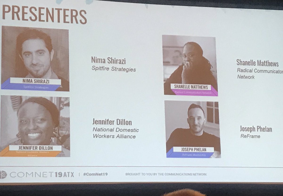 nyckieg's tweet photo. Thank @SpitfireSays and to these amazing speakers for the dope and powerful session on #DecolonizingNarratives. I hope that we can start to see narrative shifts in all of our #SocialJustice work. #comnet19 https://t.co/UQNPryPiWD