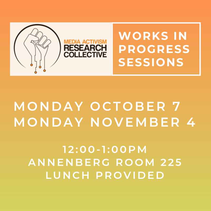 MediaActivismRC's tweet photo. Come through on Monday Oct 7 for our Works-In-Progress session with @Yangguobin and enjoy a Sichuan lunch. https://t.co/tkHAByqTnJ https://t.co/Hjd6Mze8LR