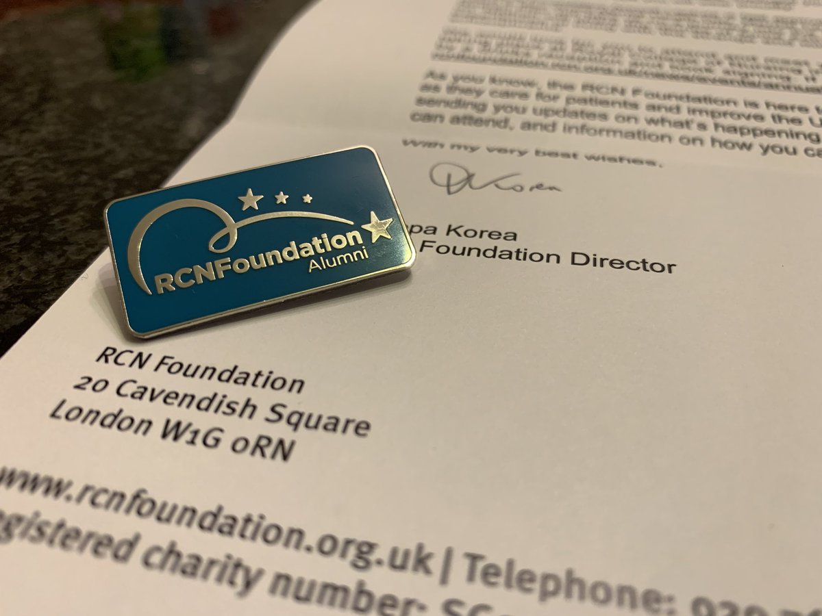 Very proud to receive my official @RCNFoundation #Alumni badge today. I’m enormously grateful to the Foundation for part-funding my #PhD in #PalliativeCare at @IOELC #nursing #research #ImprovingCare