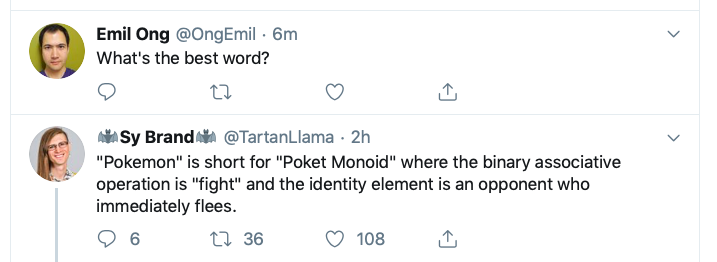 @TartanLlama: "Pokemon" is short for "Poket Monoid"