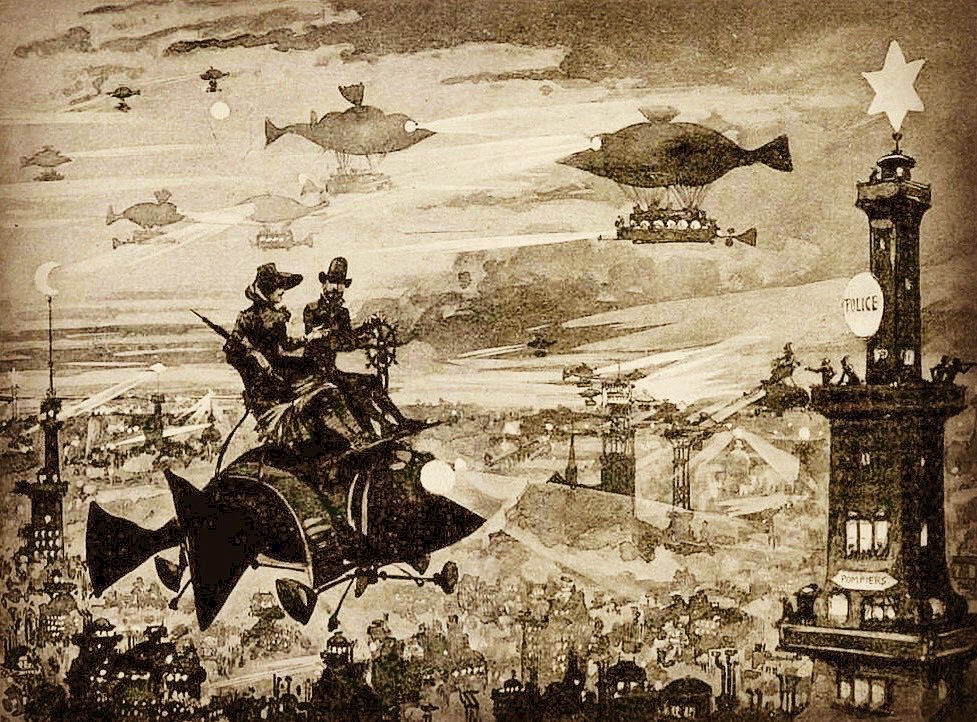 forgottnfutures's tweet photo. Paris by night (Paris la nuit), Albert Robida, c. 1883 https://t.co/2JdBdY6PKA
