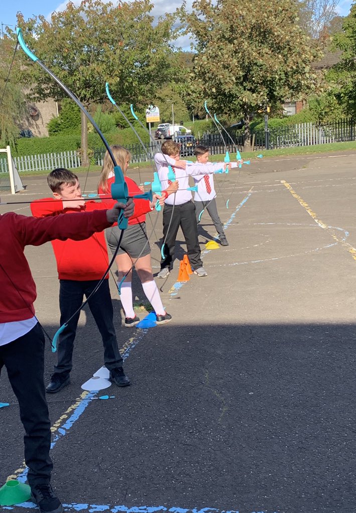 APS_ELCC's tweet photo. The entire school had a great time participating in Archery. All classes were given mathematical challenges involving, adding, subtracting, multiplying and rounding. #mathsinpe #mwsren #MathsWeekScotland @AttainRen @AuchenlodmentPS https://t.co/6UTjlx2Shj