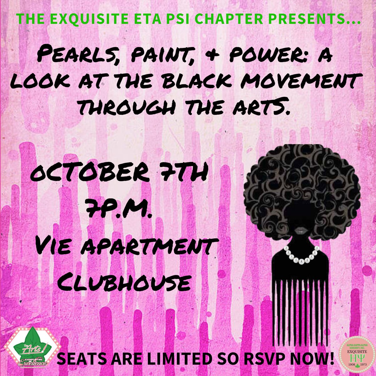 MTSU_AKAS's tweet photo. Come join The ￼Exquisite Eta Psi Chapter as we take a look through The Arts and paint a picture from the Black Arts Movement. 💕🎨
 
Seats are limited so please RSVP through *the link below*

https://t.co/wwfttOvJDm https://t.co/BMptU39vx3