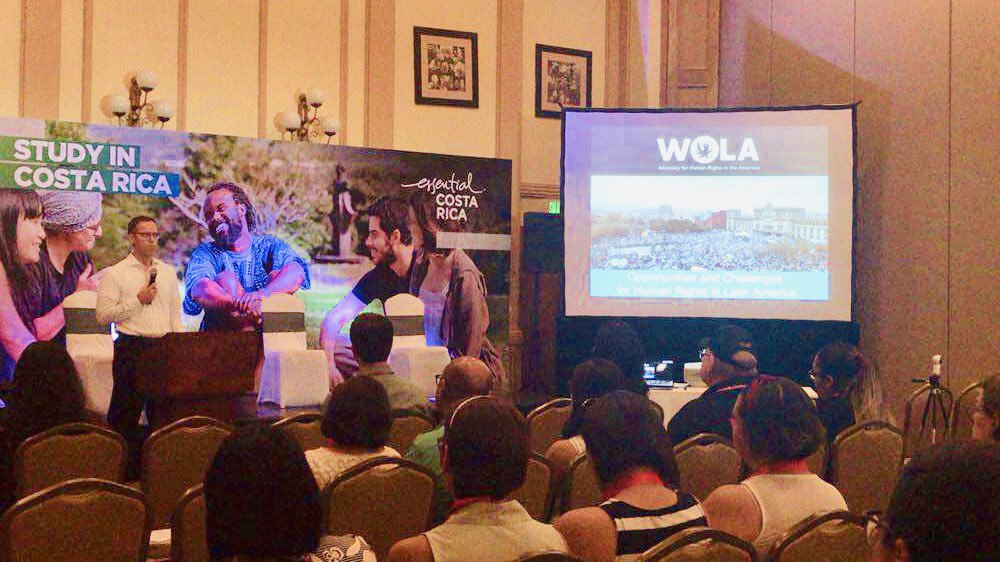 MarlonBreve's tweet photo. La Conferencia #HEP2019 ha incluido los temas de sostenibilidad e inclusión. Fue interesante conocer el trabajo que @WOLA_org hace por los derechos humanos en #LATAM y las iniciativas que @PartnersAmerica promueve conectando universidades en las Américas. https://t.co/VppShKynDM