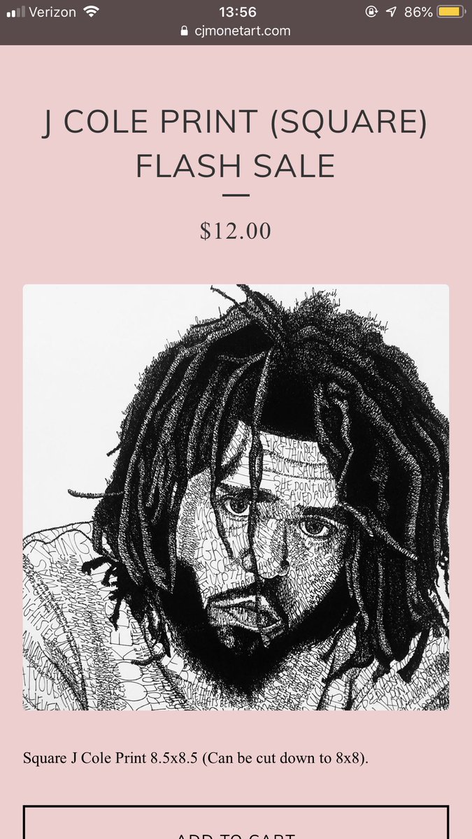 CarlsJuddster's tweet image. Today only I’m doing a flash sale of square sized J Cole lyric prints for $12 on my website and free shipping or $10 with free shipping if you buy from me! Cjmonetart.com/product/j-cole…