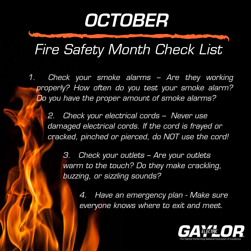 Gaylor Electric on X: &ldquo;October is National Fire Safety Month! Here 