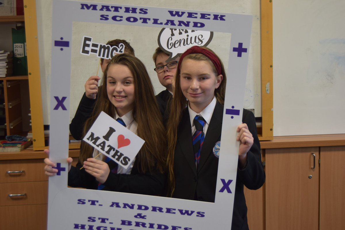 S1 pupils having fun solving problems in their Maths week Scotland treasure hunt. #widerachievement