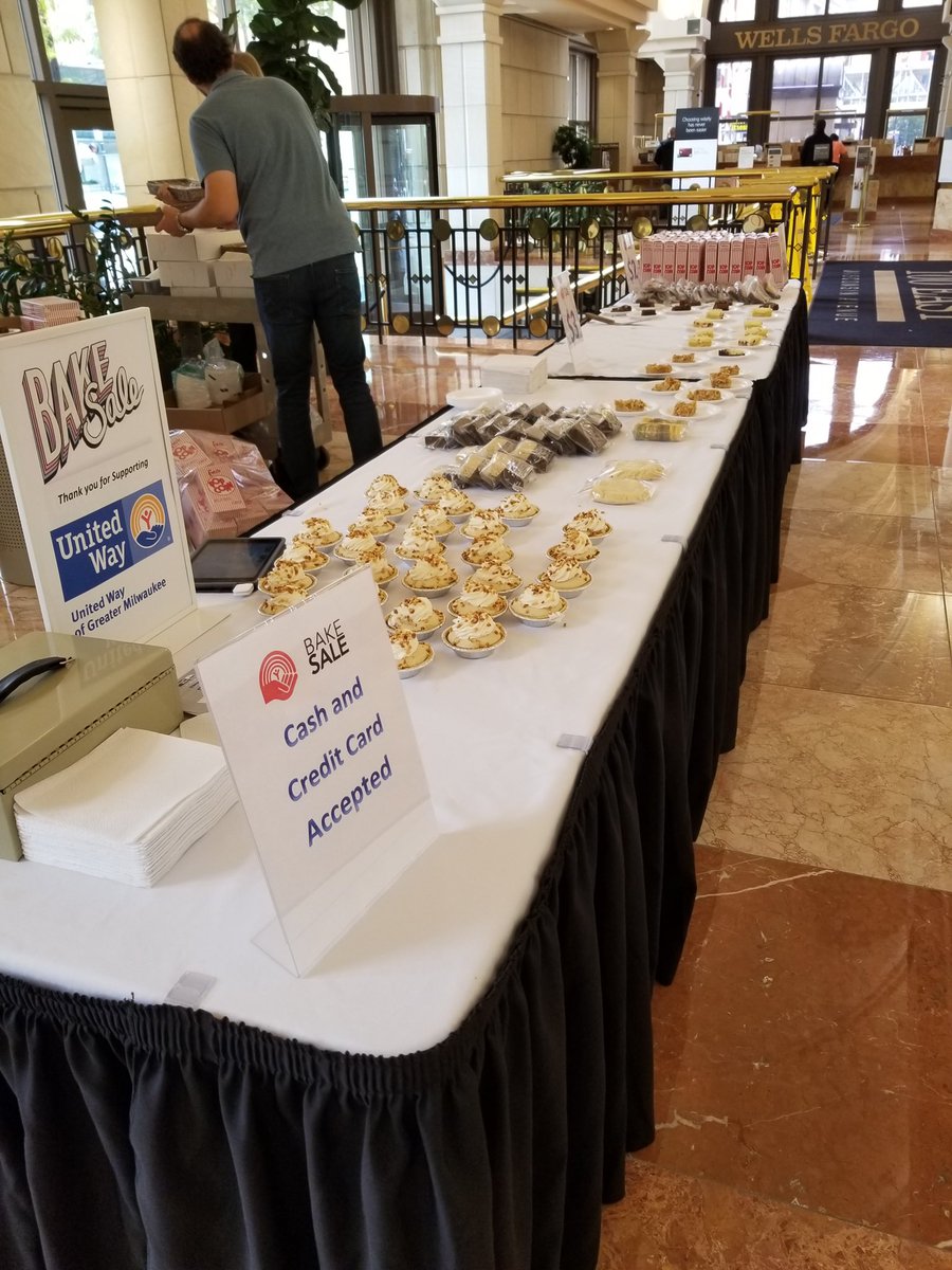 Marcus United Way Bake Sale!   Come get some sweets at 100 E Wisconsin! We are located in the lobby.  Available until 1:30 today.